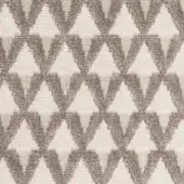 Geometric textile sample, dark brown and cream, repeating triangle pattern with textured weave; Dedal “g” collection, miniforms “amuleto alabastro”.